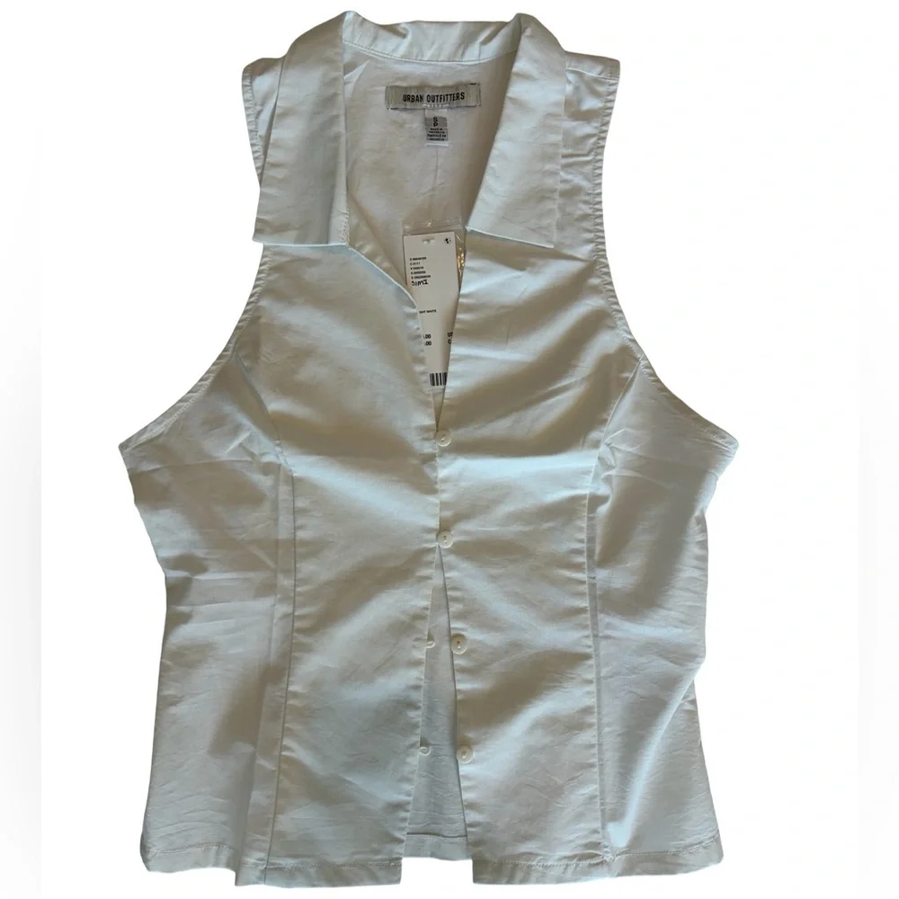 NEW! Urban Outfitters Party Girl Cotton-Blend Button Down Sleeveless Top Small - Picture 9 of 14
